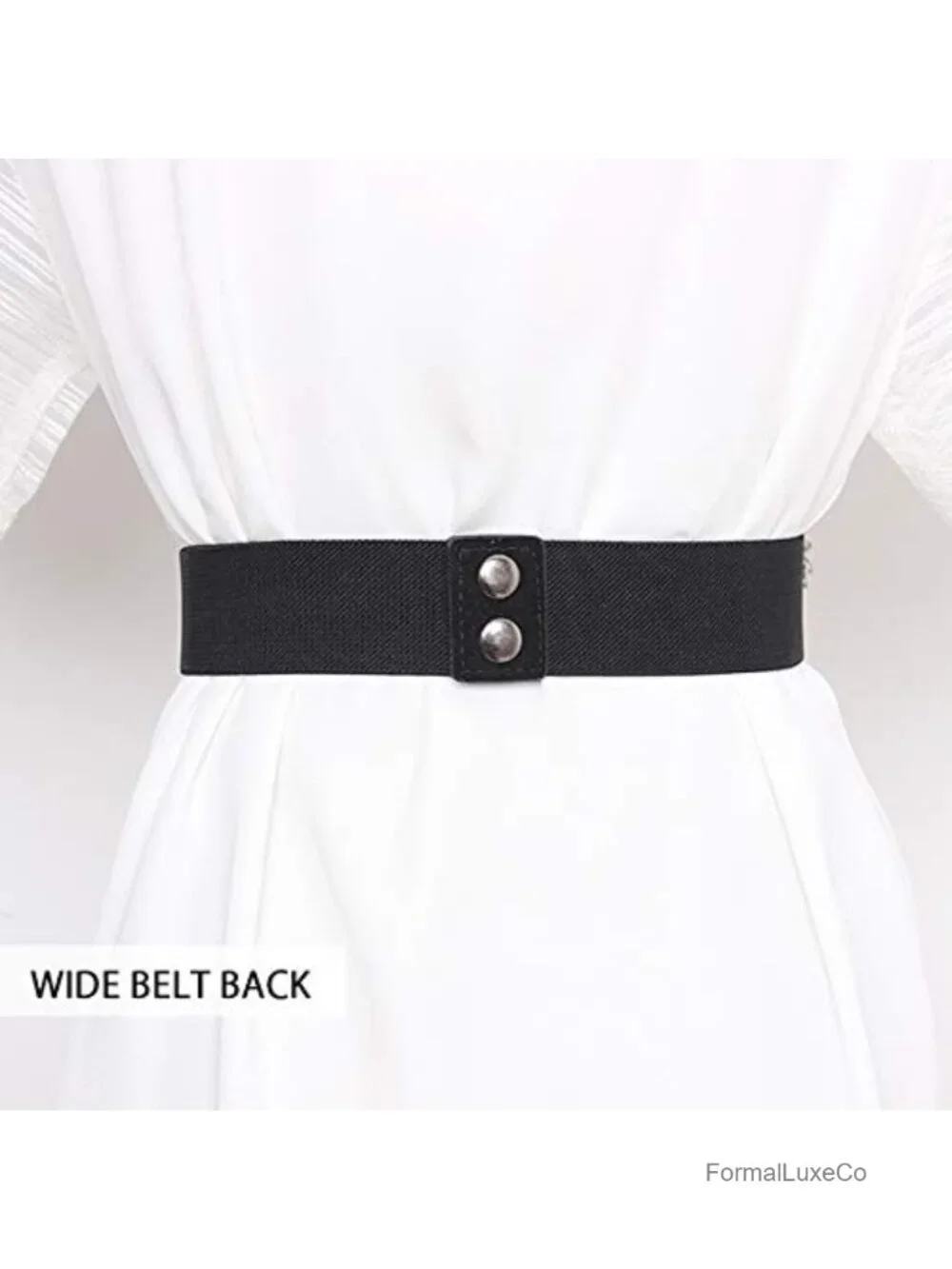 Faux Leather Rhinestone Stretch Belt No Buckle Dress Belt